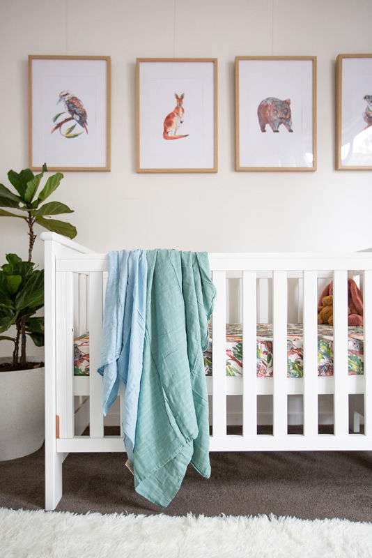 blue sage plain bamboo muslin swaddle