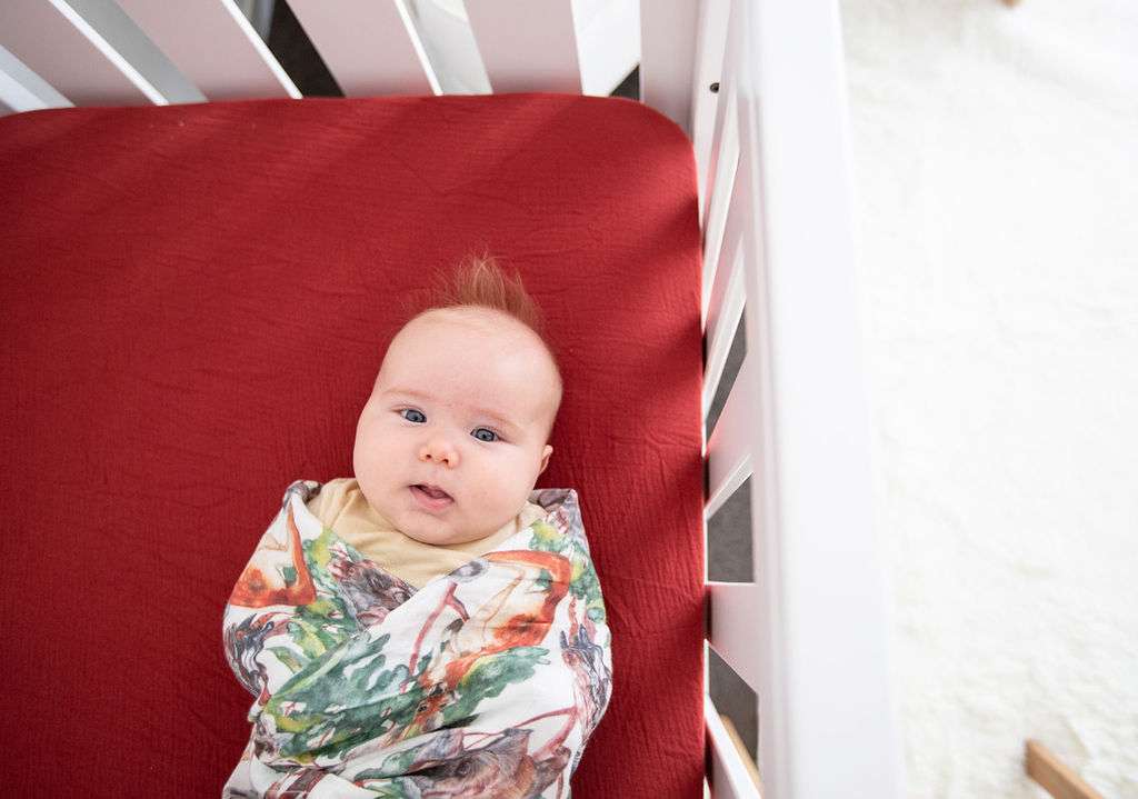 burgundy red crinkle cot sheet