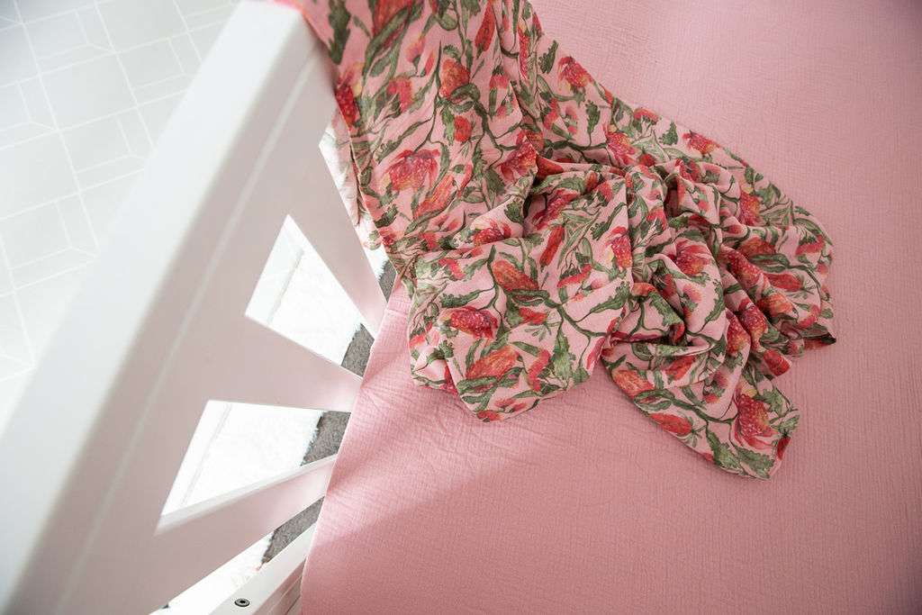 pink cotton cot sheet