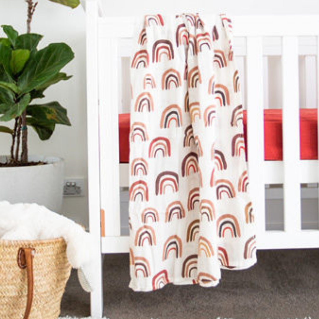 Rainbow muslin swaddle