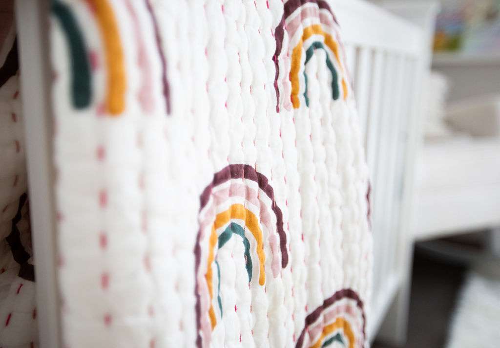 cot quilt rainbow kantha quilt
