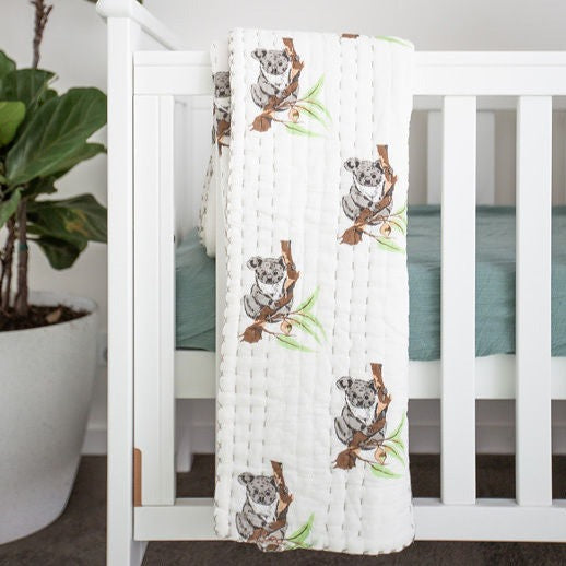 Koala cot quilt Australian nursery