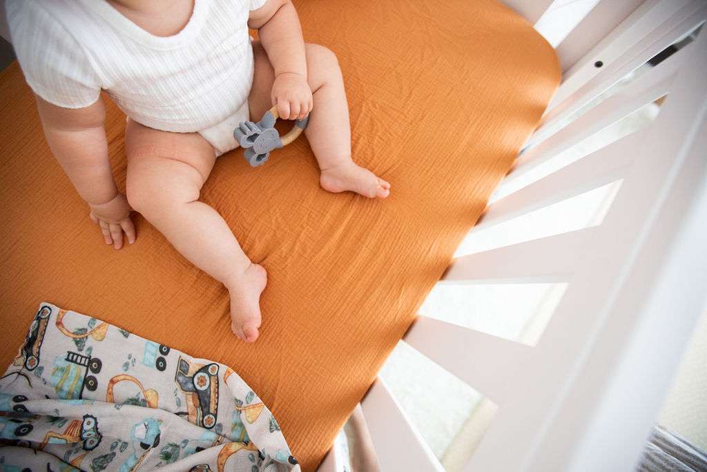 terracotta crinkle cot sheet