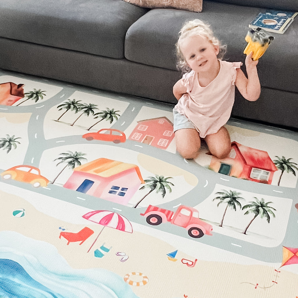 Large Baby Play Mat: Beach Day Car Town Playmat Freddy Co