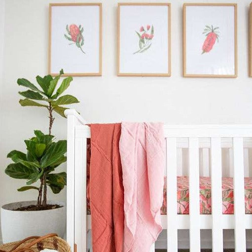 Australian Floral Cot Sheet Native Fitted Sheet Padded Baby Play