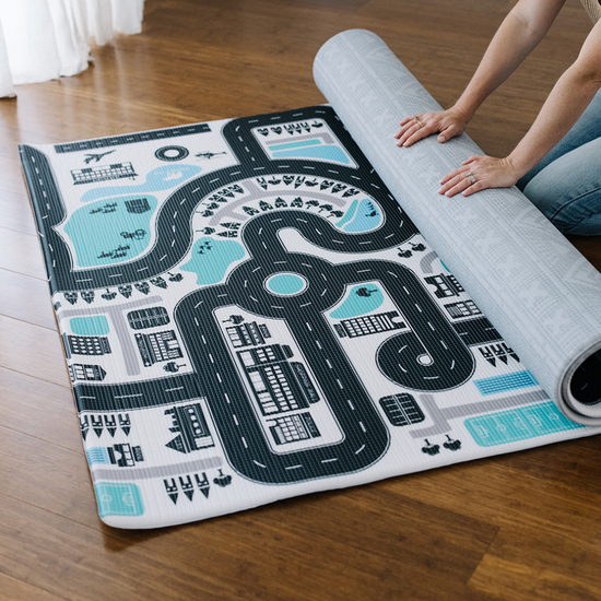 Large baby play mat Road Trip Grey Rug
