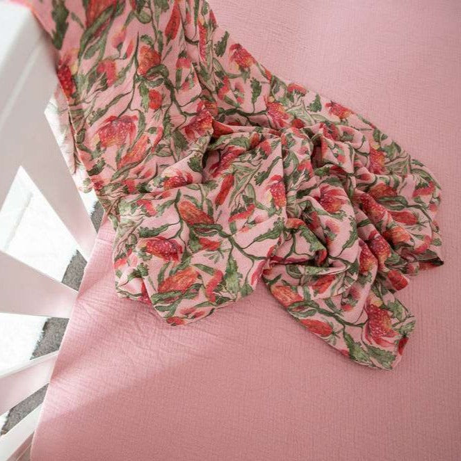 pink cotton cot sheet