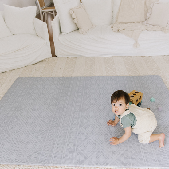 Load image into Gallery viewer, grey rug padded baby play mat
