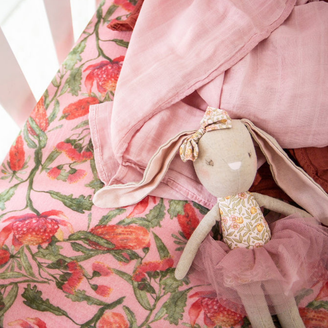 Australian Floral Cot Sheet Native Fitted Sheet Padded Baby