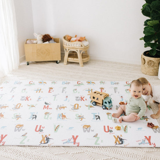 Load image into Gallery viewer, Australian alphabet baby play mat neutral sand

