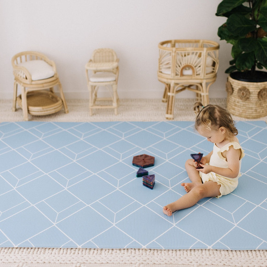 Large baby play mat: Australian Alphabet / Blue Diamond - Padded