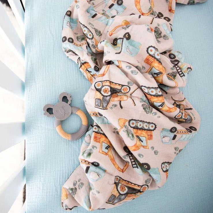 construction digger truck baby swaddle