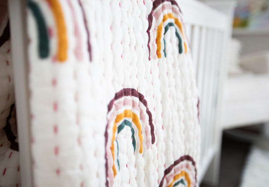 Load image into Gallery viewer, cot quilt rainbow kantha quilt
