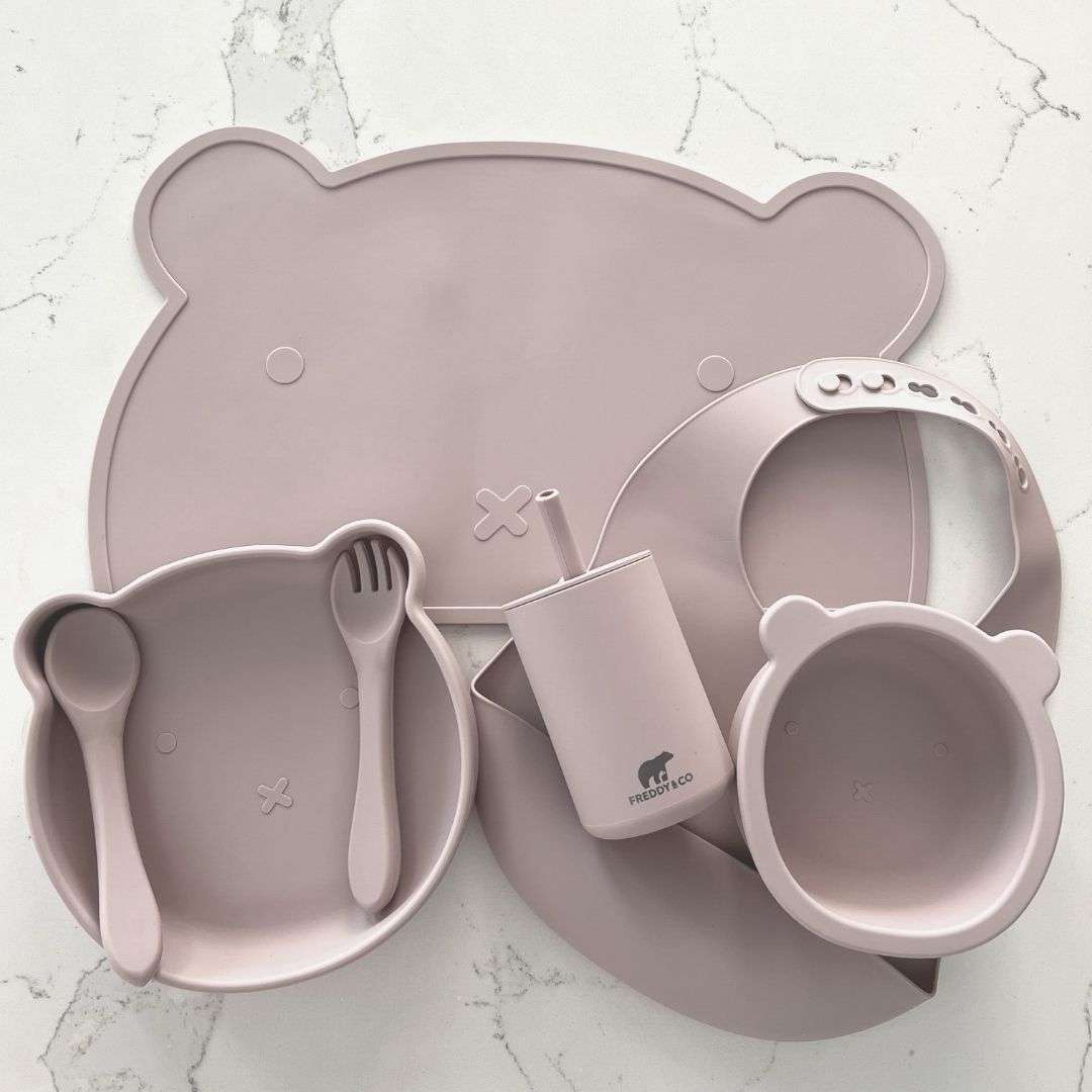 Load image into Gallery viewer, pink silicone feeding set
