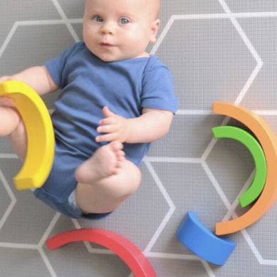 Load image into Gallery viewer, grey geometric padded baby playmat

