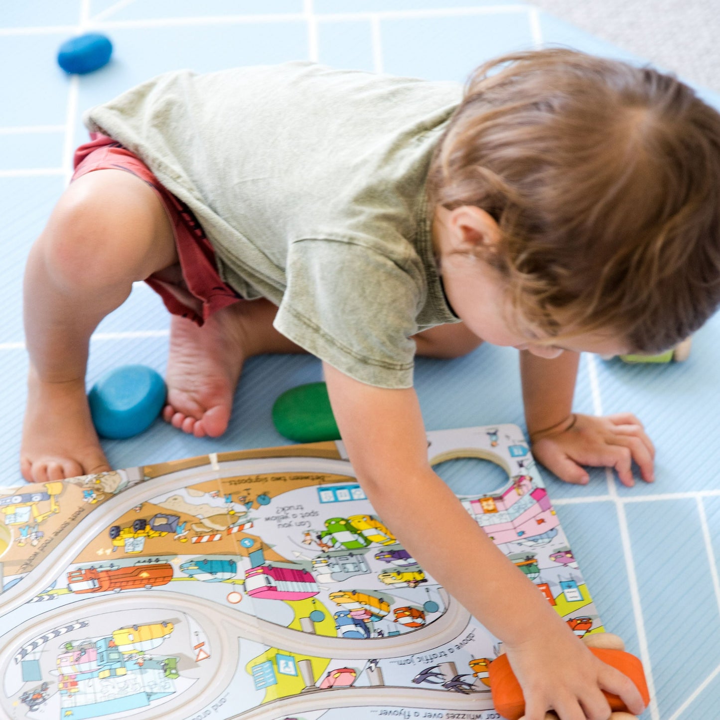 Load image into Gallery viewer, large blue baby play mat
