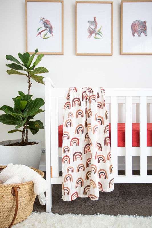 Load image into Gallery viewer, rainbow bamboo baby swaddle muslin
